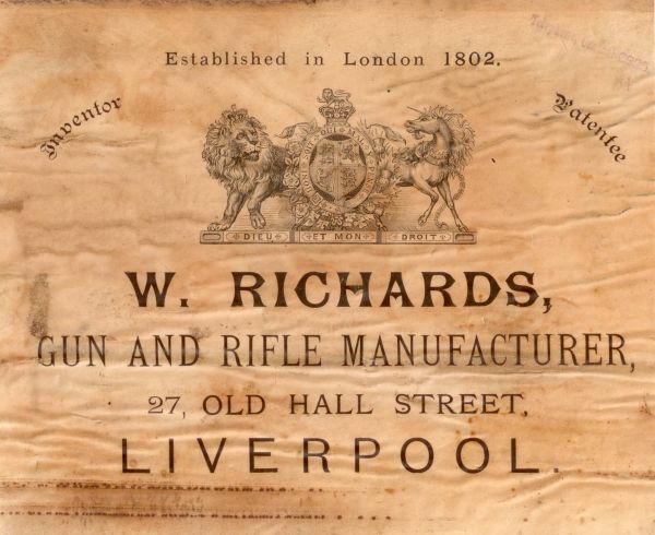 W. Richards Gun and Rifle Manufacturer Trade label